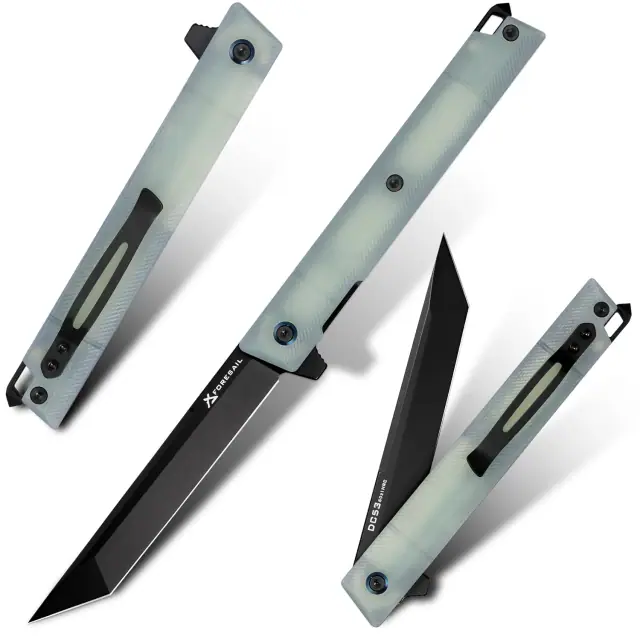FORESAIL folding knife with a black PVD tanto blade